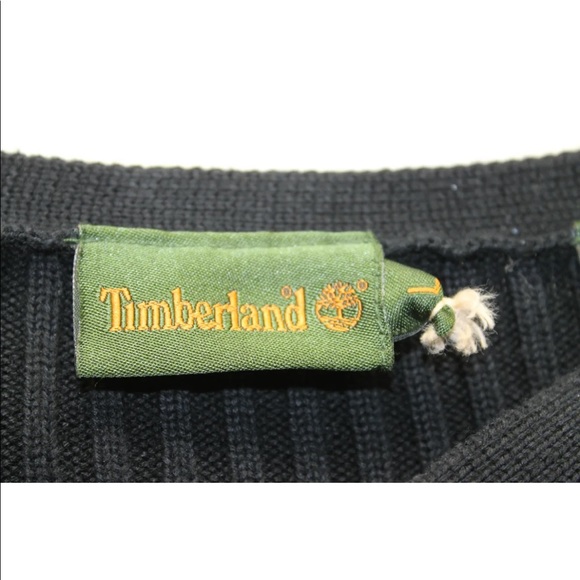 Classic Timberland Black Men Sweater 100% Cotton Fall V-Neck Winter Larger - Picture 7 of 11